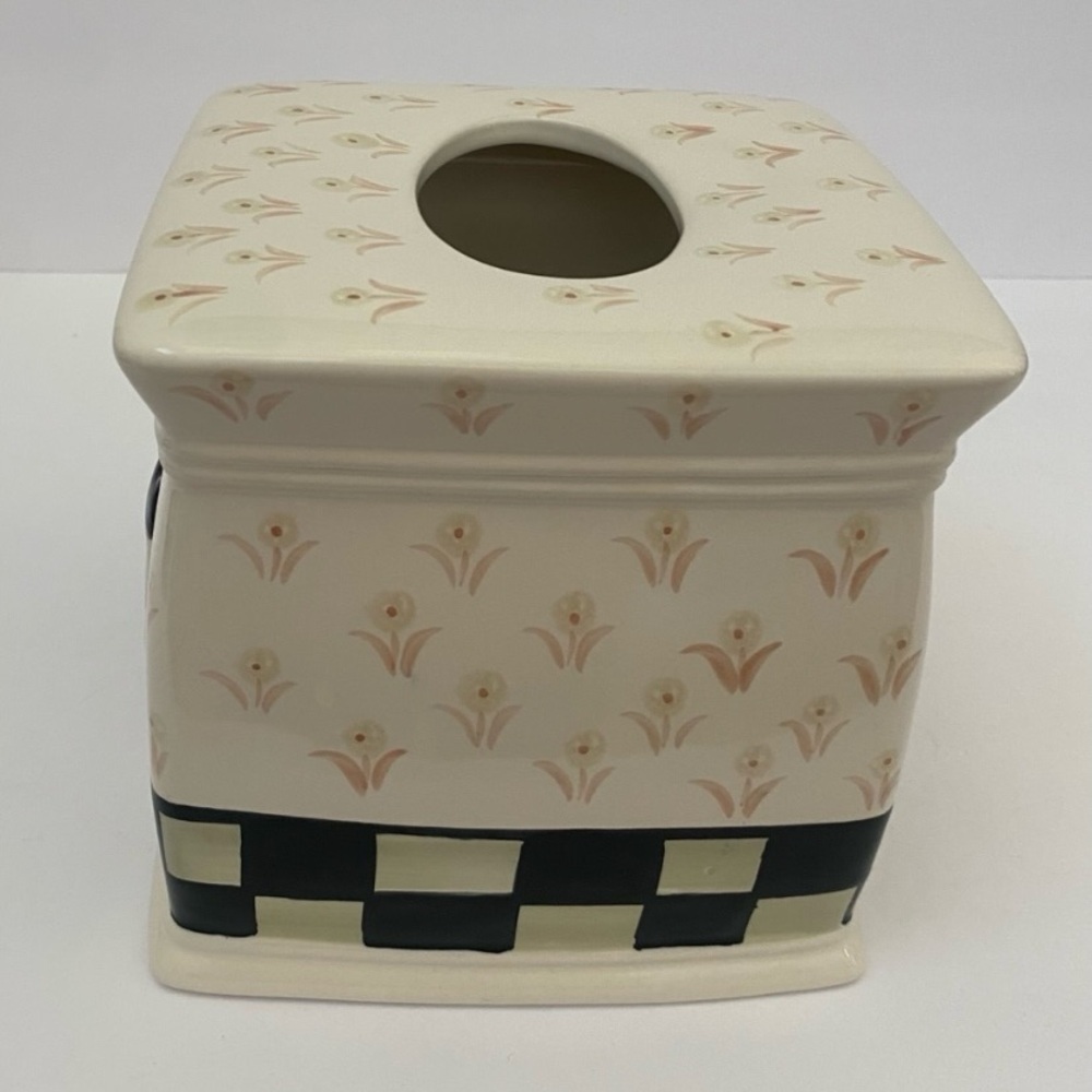 Warren Kimble Fat Cat in Tub Tissue Box Cover Ceramic Bath Black & White Tuxedo - Picture 4 of 8